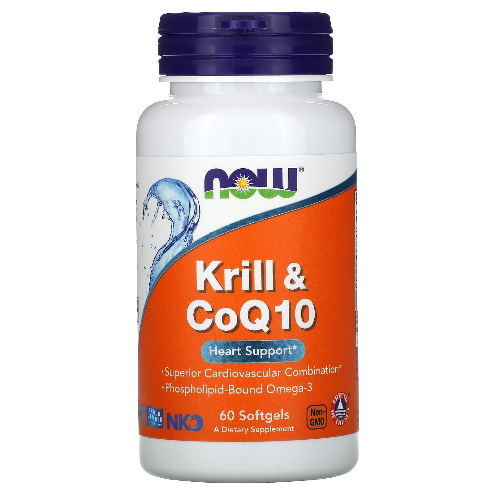 NOW Foods, Krill & CoQ10, 60 Softgels - Image 1