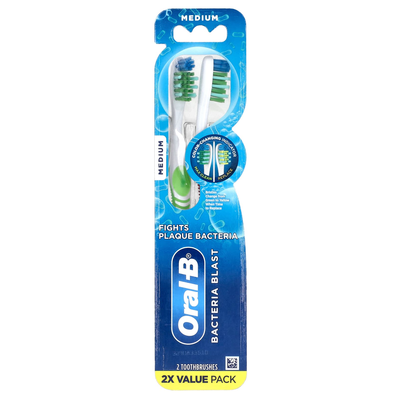 Oral-B, Bacteria Blast Toothbrush, Medium, 2 Toothbrushes - Image 1