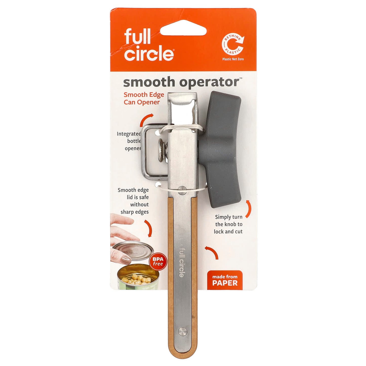 Full Circle Smooth Operator Can Opener with Bottle Opener and Eco-Friendly Design - Image 1