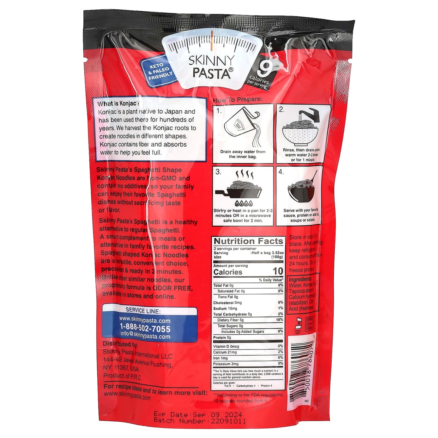 Skinny Pasta, Spaghetti Shape, Konjac , 9.52 oz (270 g) - Image 2