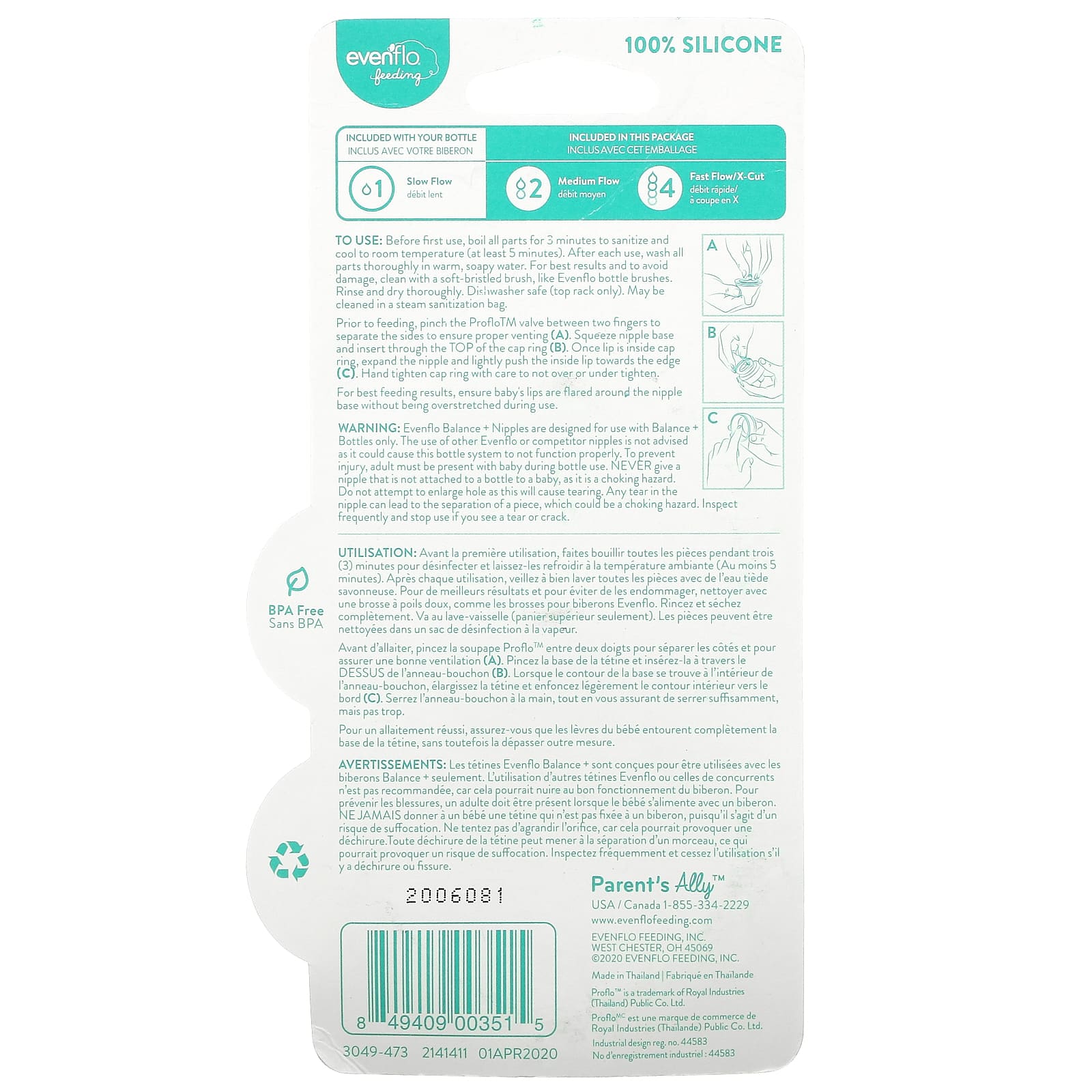 Evenflo Balance Bottles - Medium Flow Combo Pack - Image 2
