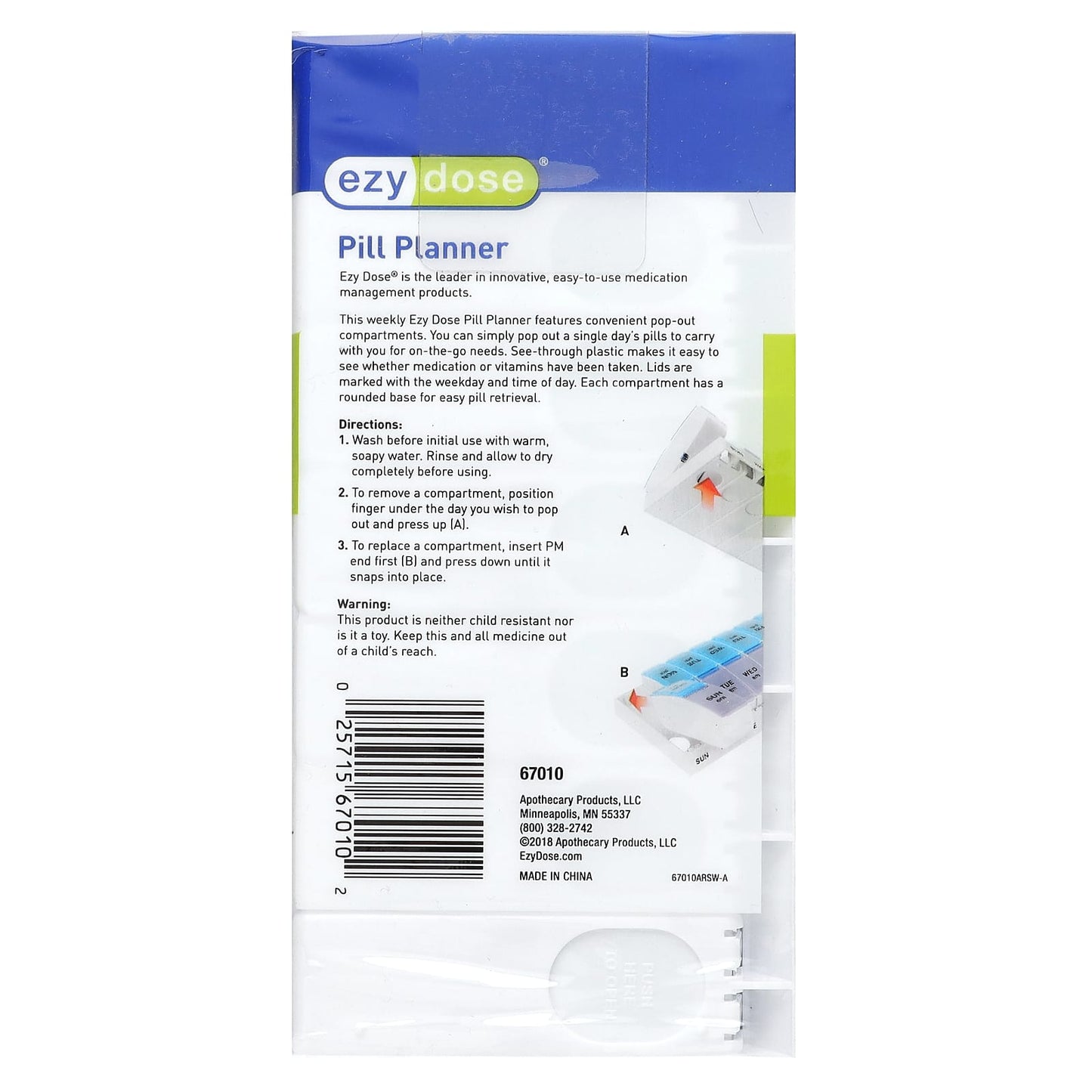 Weekly Pill Planner with Pop-Out Compartments by Ezy Dose | Medication Management - Image 2
