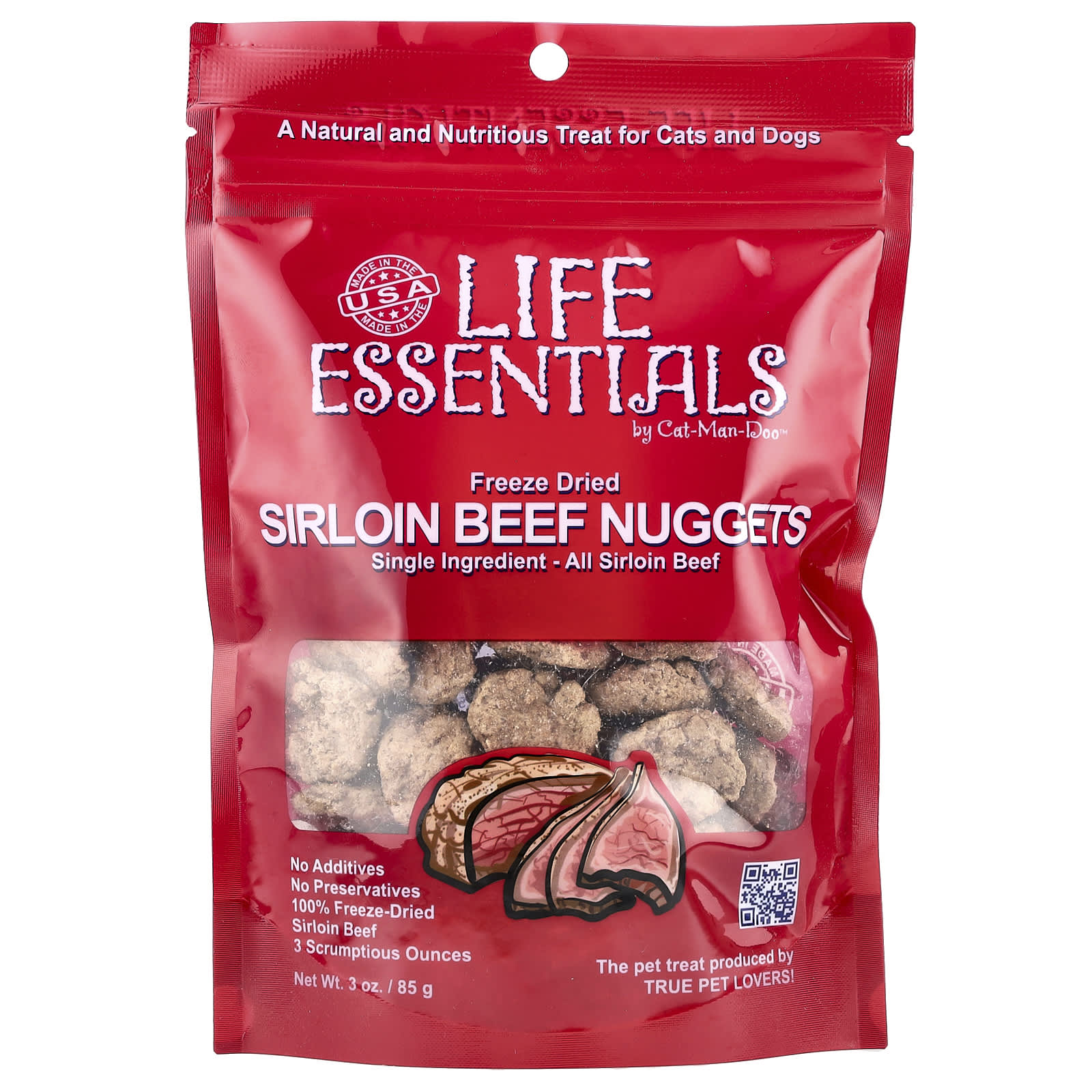 Nourishing Freeze-Dried Sirloin Beef Nuggets for Cats & Dogs by Cat-Man-Doo - Image 1