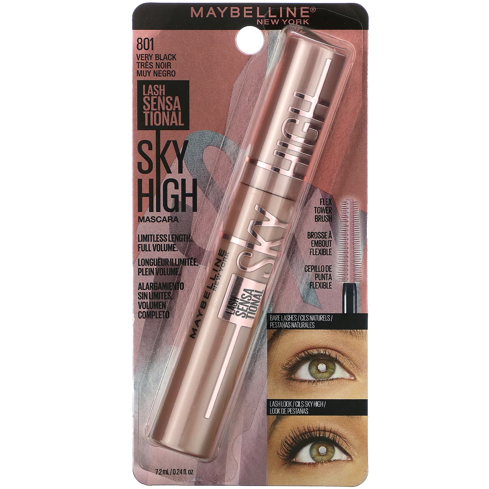 Maybelline, Lash Sensational, Sky High Mascara, 801 Very Black, 0.24 fl oz (7.2 ml) - Image 2