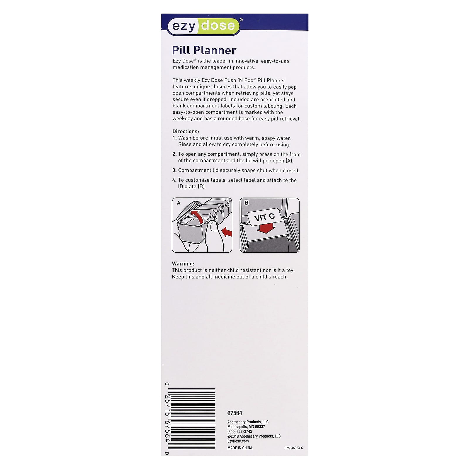 Ezy Dose Weekly Pill Planner with Custom Labels, Easy to Use - Image 2