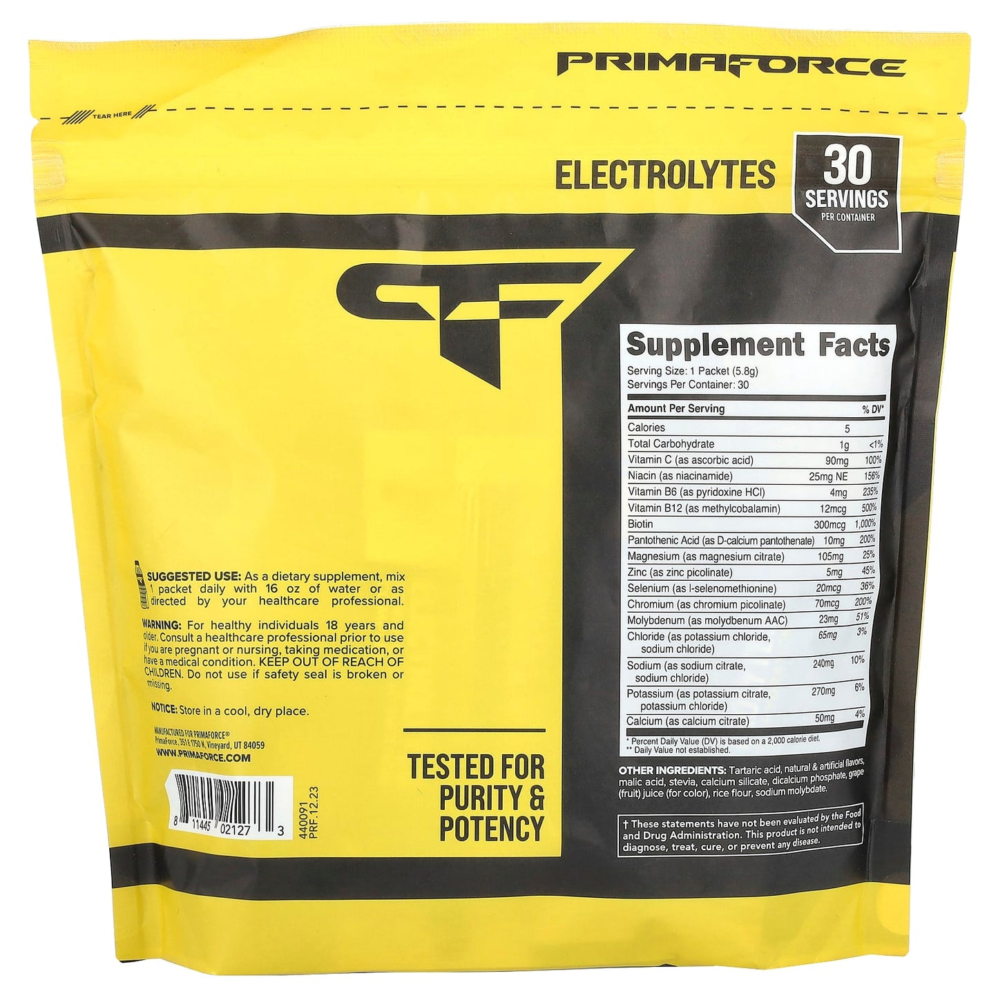 Primaforce, Electrolytes, Advanced Hydration Complex, Grape, 30 Packets, 0.2 oz (5.8 g) Each - Image 2