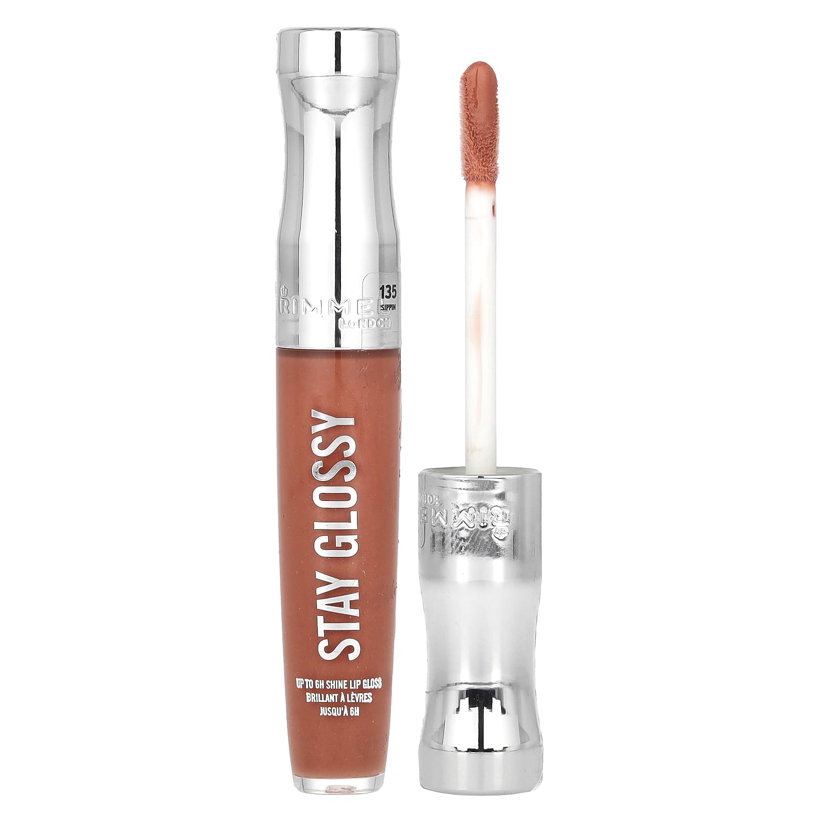 Rimmel London, Stay Glossy Lip Gloss, 135 Sippin, 0.18 fl oz (5.5 ml) - Image 1