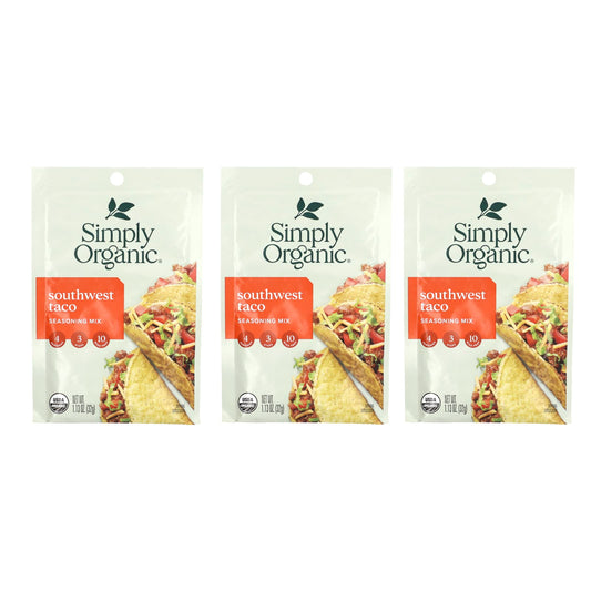 Simply Organic, Southwest Taco Seasoning Mix, 3 Packets, 1.13 oz (32 g) Each - Image 1