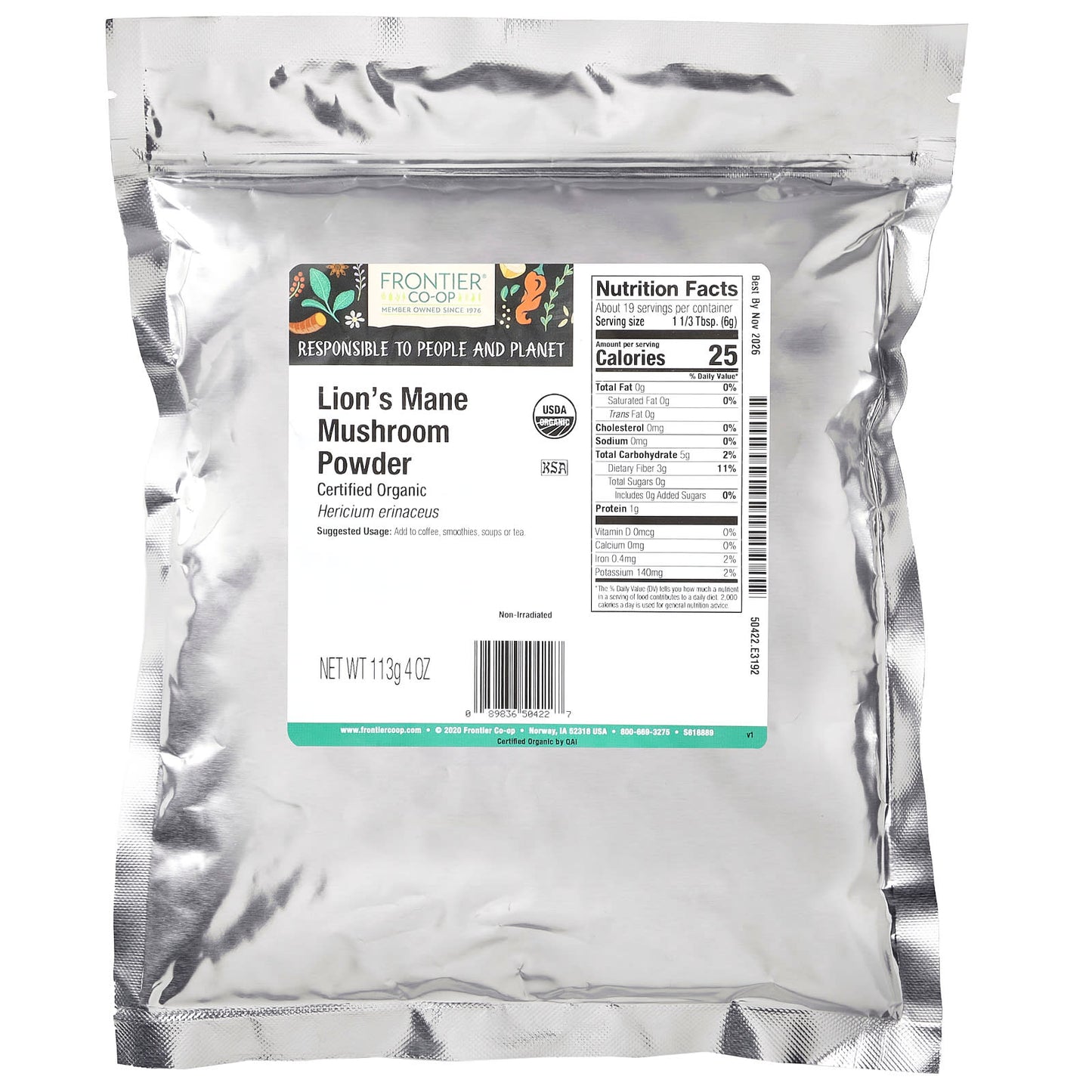 Lion's Mane Mushroom Powder by Frontier Co-op - 4 oz USDA Organic - Image 2
