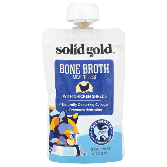 Solid Gold, Bone Broth Meal Topper With Chicken Shreds, For Cats, All Ages, 3 oz (85 g) - Image 1