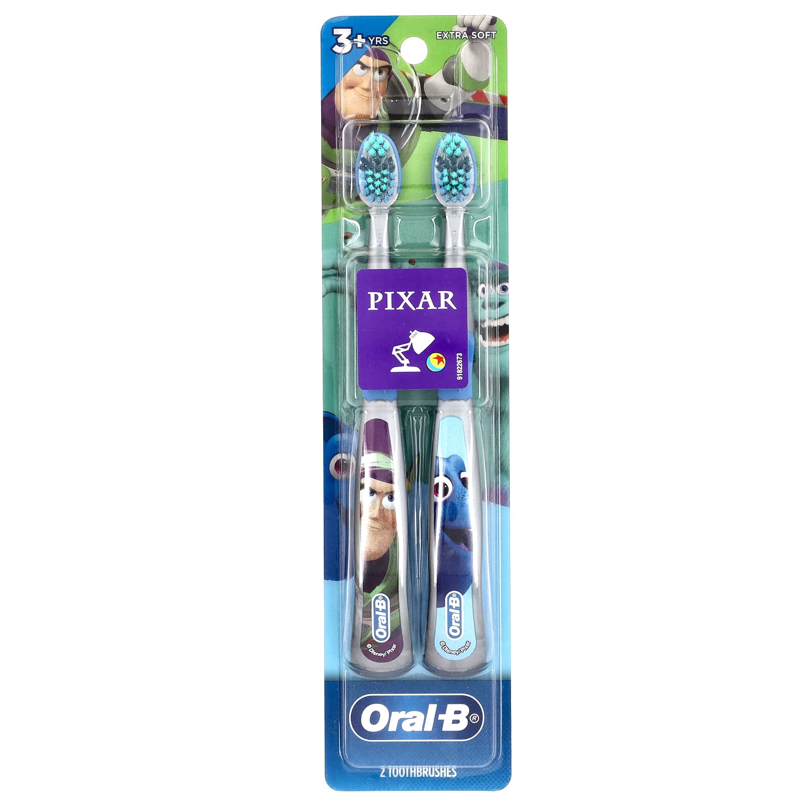 Oral-B, Toothbrush, Extra Soft, 3+ Years, Pixar, 2 Toothbrushes - Image 1