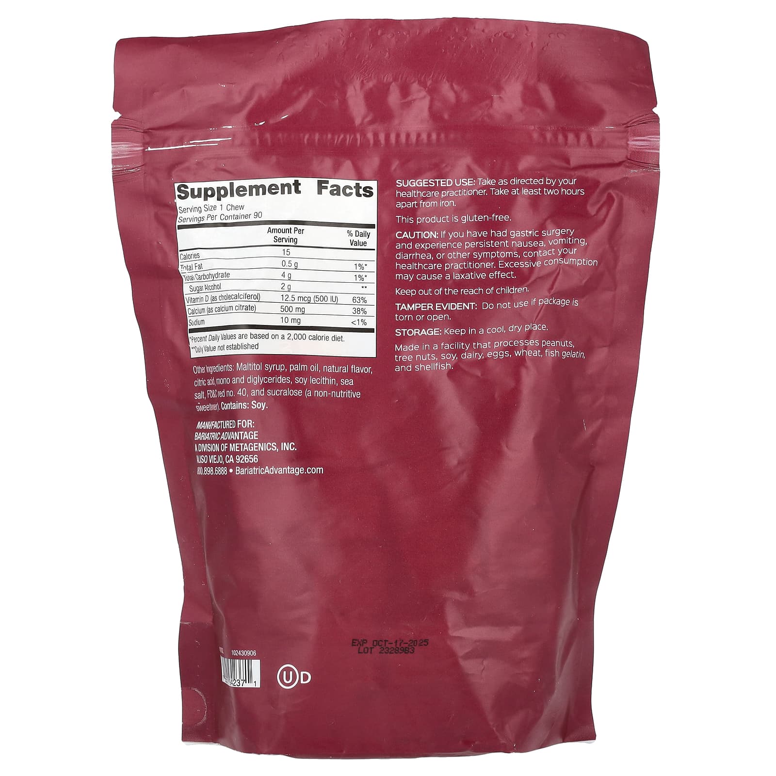 Bariatric Calcium Citrate Chewy Bites for Sugar-Free Nutrition - Image 2