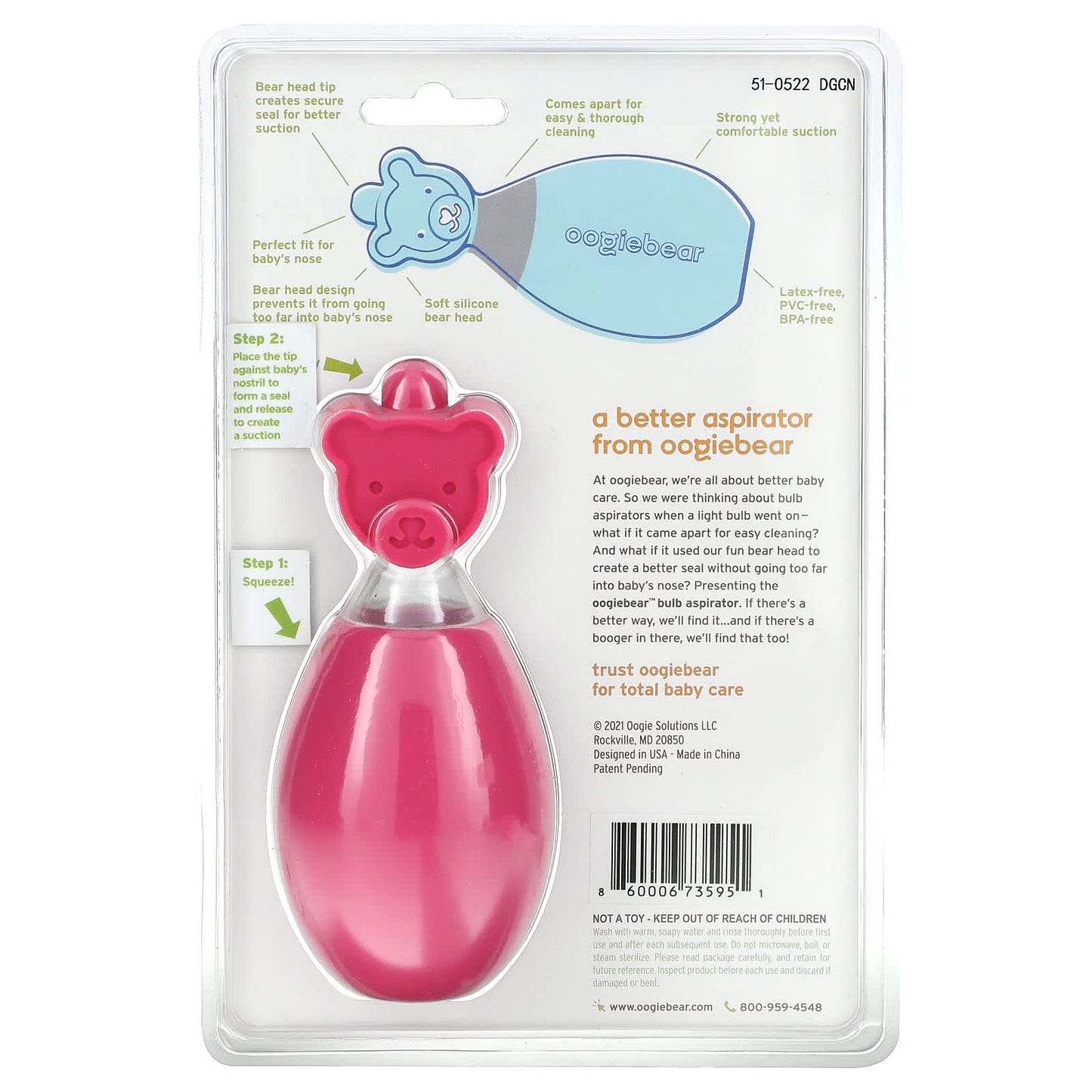 oogiebear, Bulb Aspirator, Pink, 1 Aspirator - Image 2