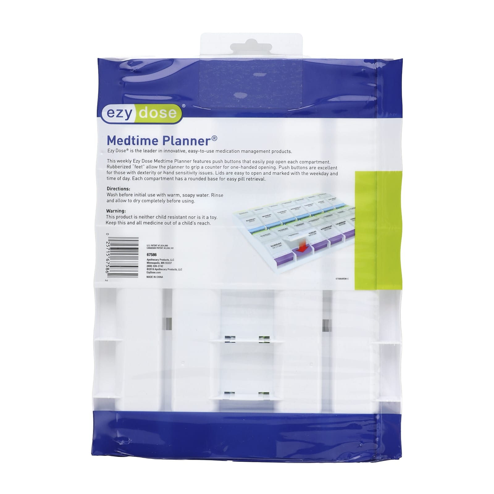 Ezy Dose Weekly Medication Planner with Push Buttons, 3XL - Image 2