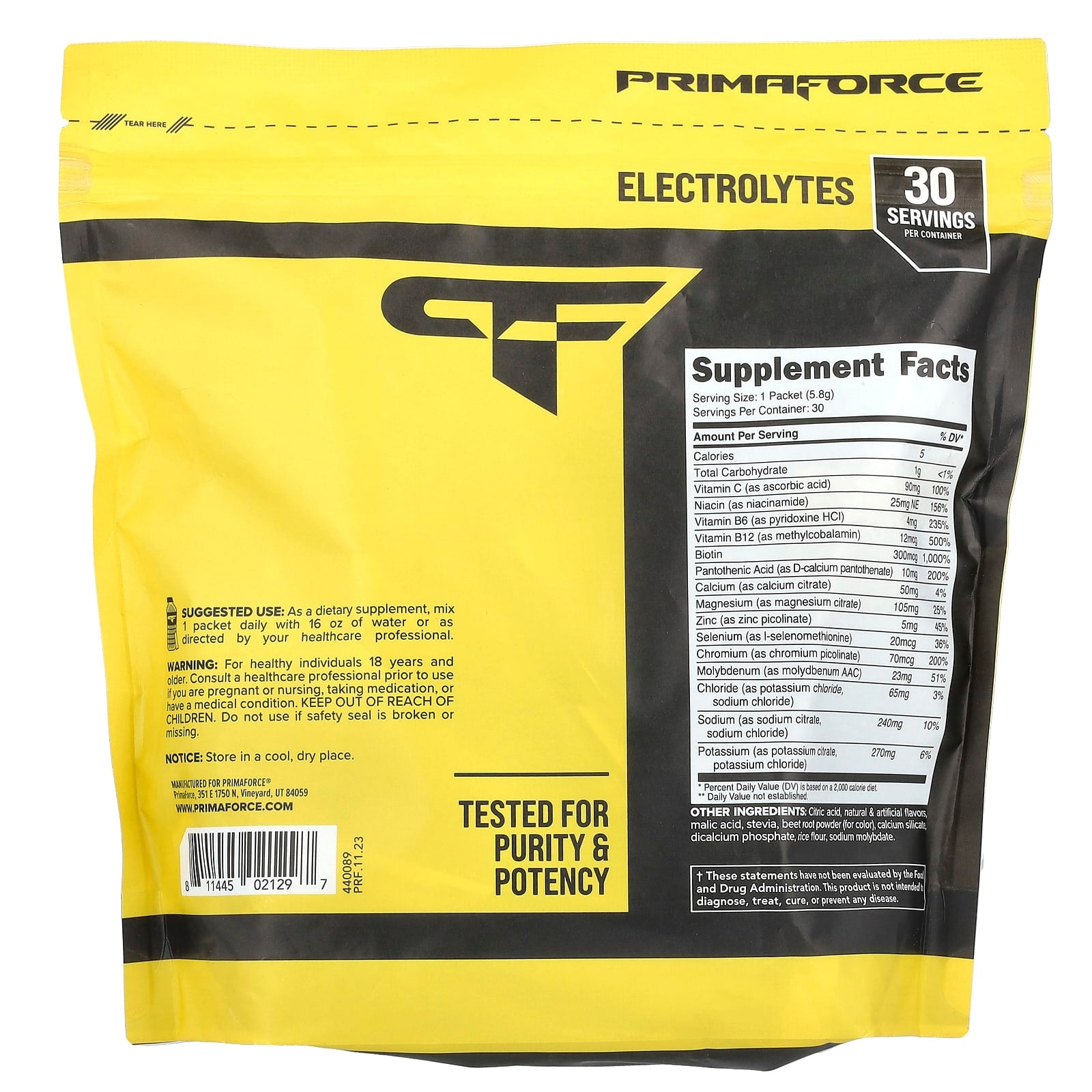 Primaforce, Electrolytes, Advanced Hydration Complex, Tropical Punch, 30 Packets, 0.2 oz (5.8 g) Each - Image 2