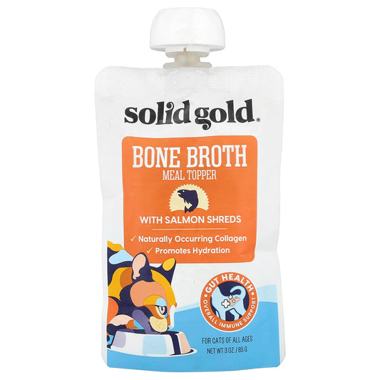 Solid Gold, Bone Broth Meal Topper With Salmon Shreds, For Cats, All Ages, 3 oz (85 g) - Image 1
