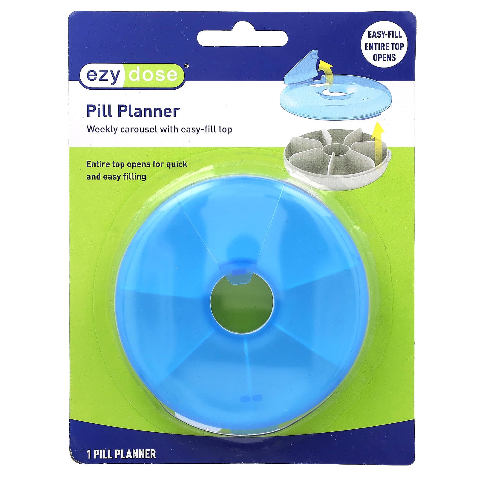 Weekly Pill Planner with Easy-Fill Top by Ezy Dose - Simplify Your Medication Routine - Image 1