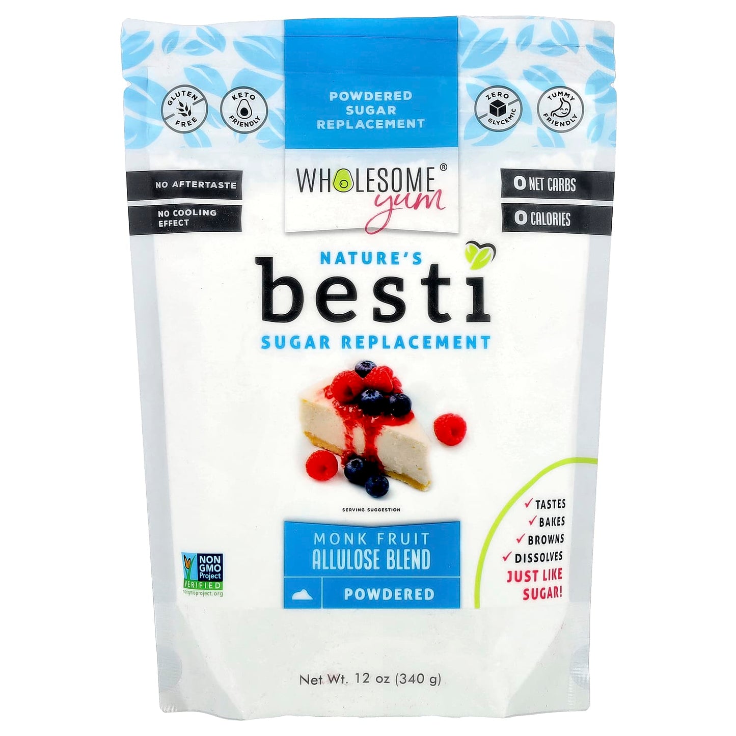 Wholesome Yum, Besti, Powdered Sugar Replacement, Monk Fruit Allulose Blend, 12 oz (340 g) - Image 1