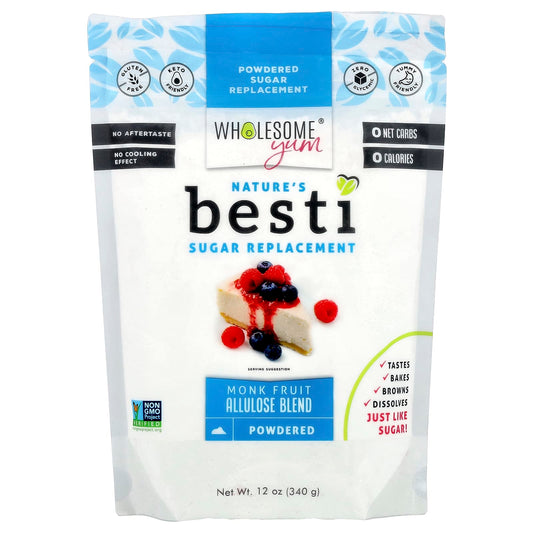 Wholesome Yum, Besti, Powdered Sugar Replacement, Monk Fruit Allulose Blend, 12 oz (340 g) - Image 1
