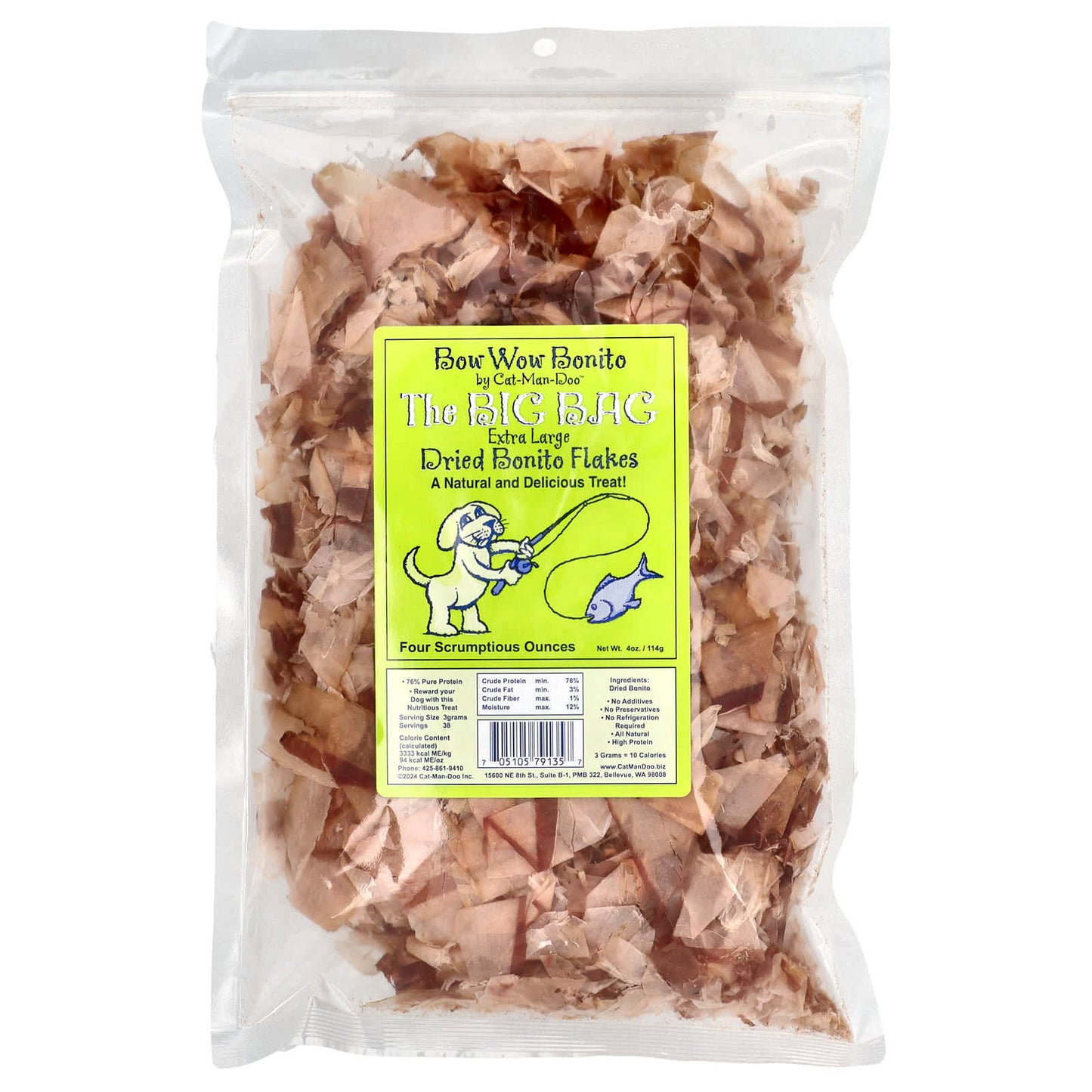 Cat-Man-Doo Bonito Flakes for Dogs, Human Grade, Grain Free, 4 oz (114g) - Image 1