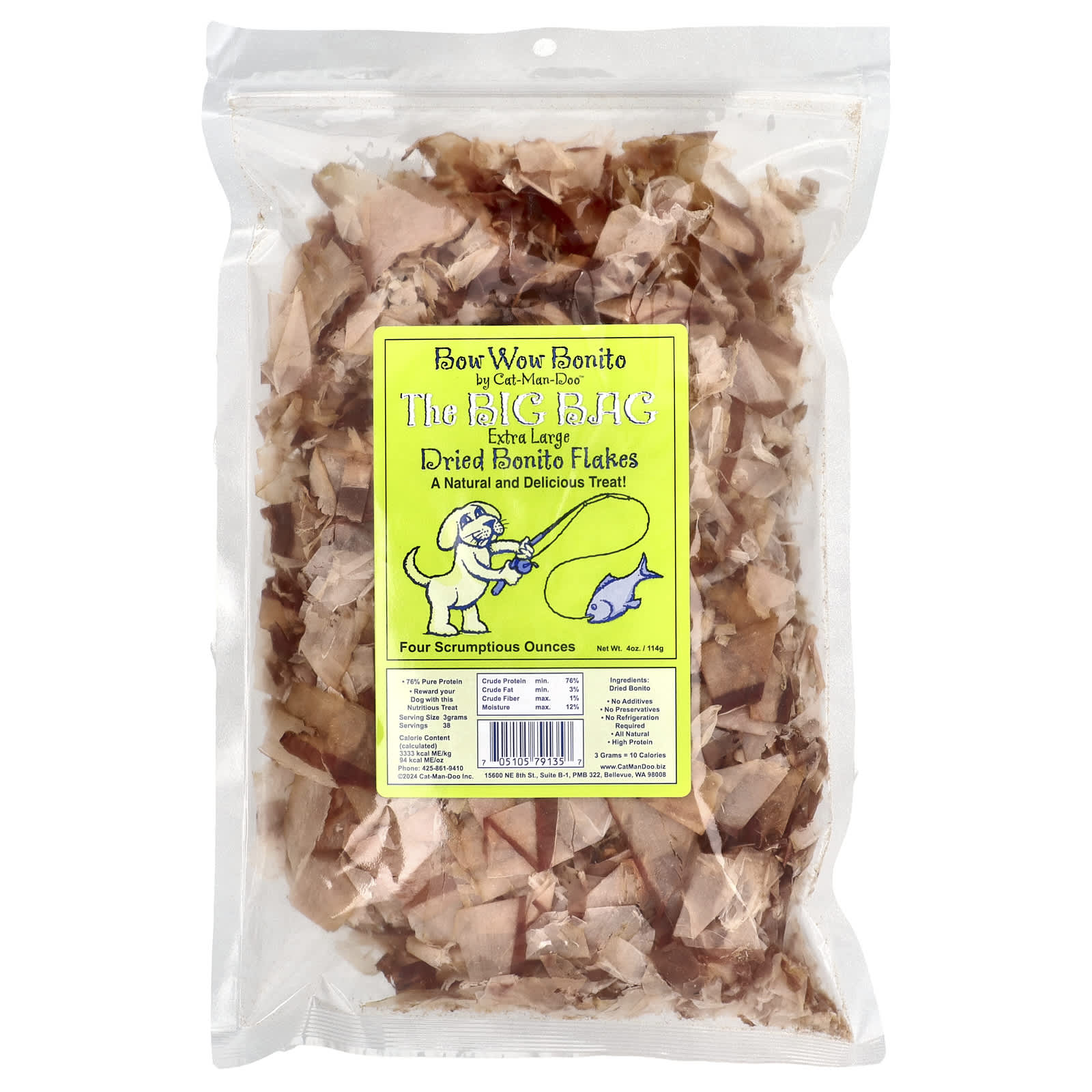 Cat-Man-Doo Bonito Flakes for Dogs, Human Grade, Grain Free, 4 oz (114g) - Image 1