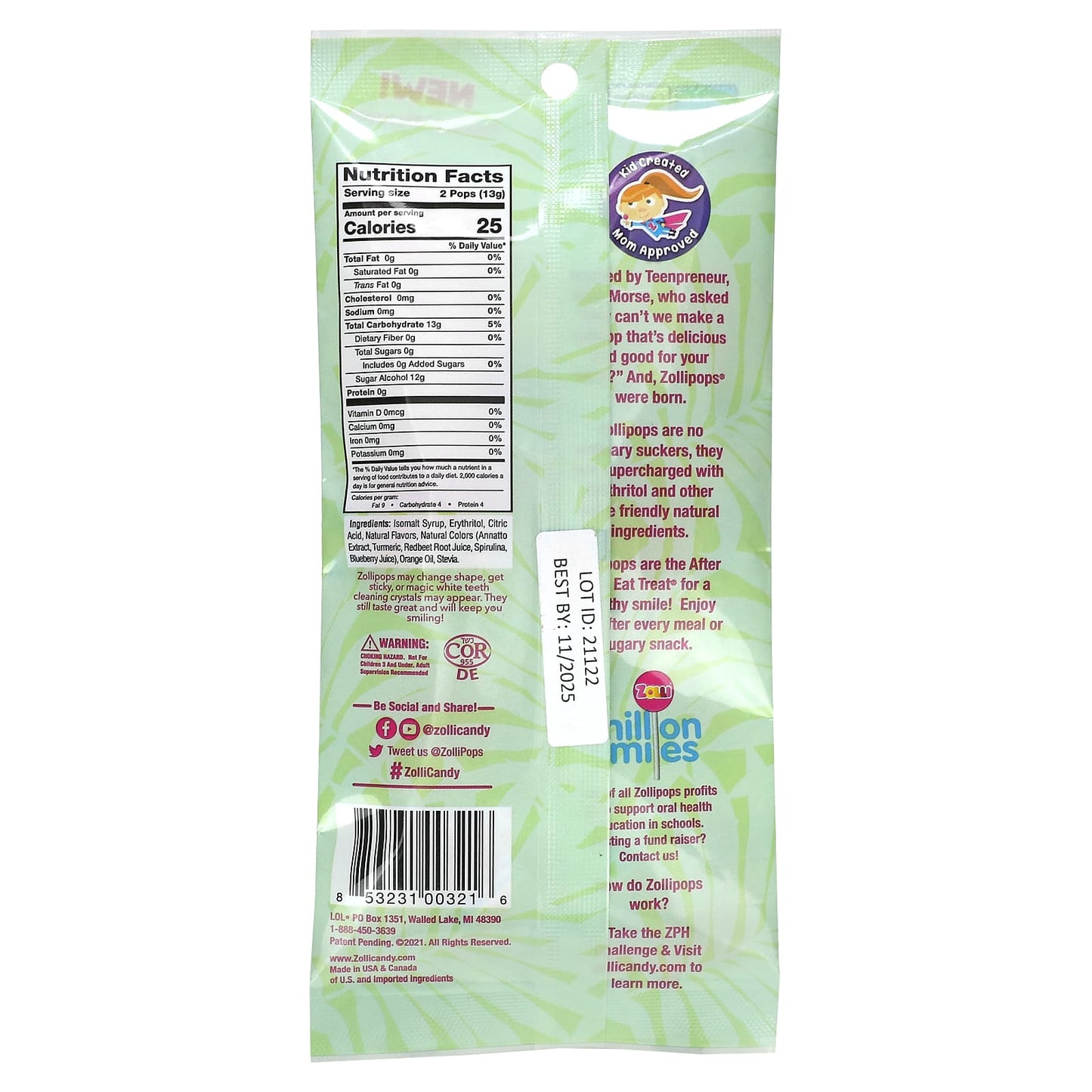 Zollipops, Zolli Pops, The Clean Teeth Drops, Tropical Fruit, Approx. 7-8 Pops, 1.6 oz - Image 2