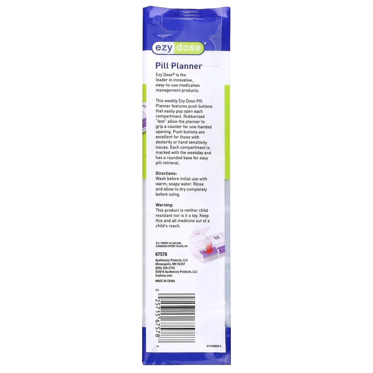 Ezy Dose Weekly Pill Planner with Push Buttons | Easy Medication Management - Image 2