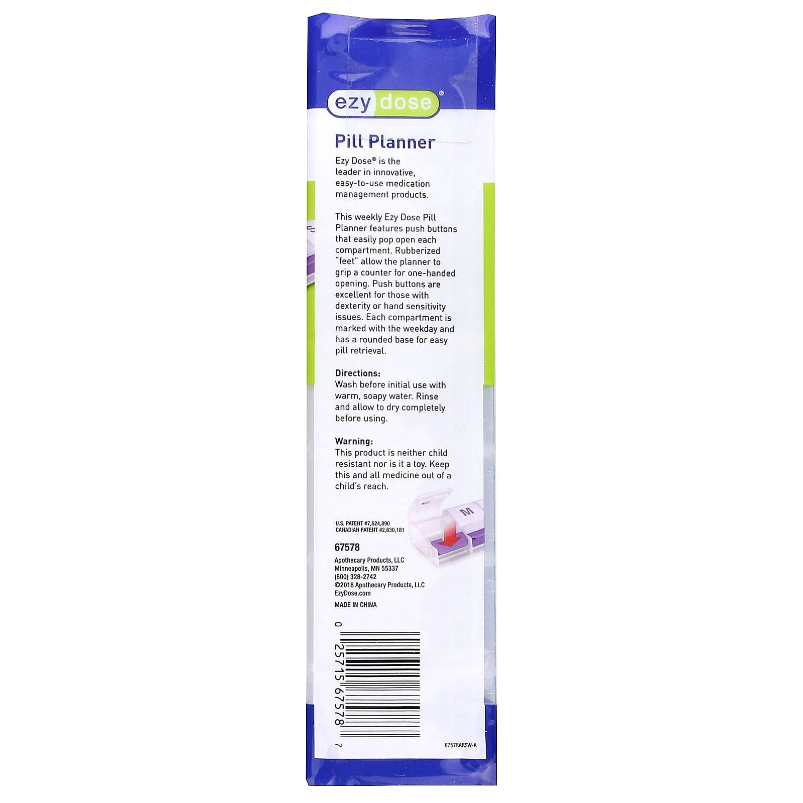 Ezy Dose Weekly Pill Planner with Push Buttons | Easy Medication Management - Image 2