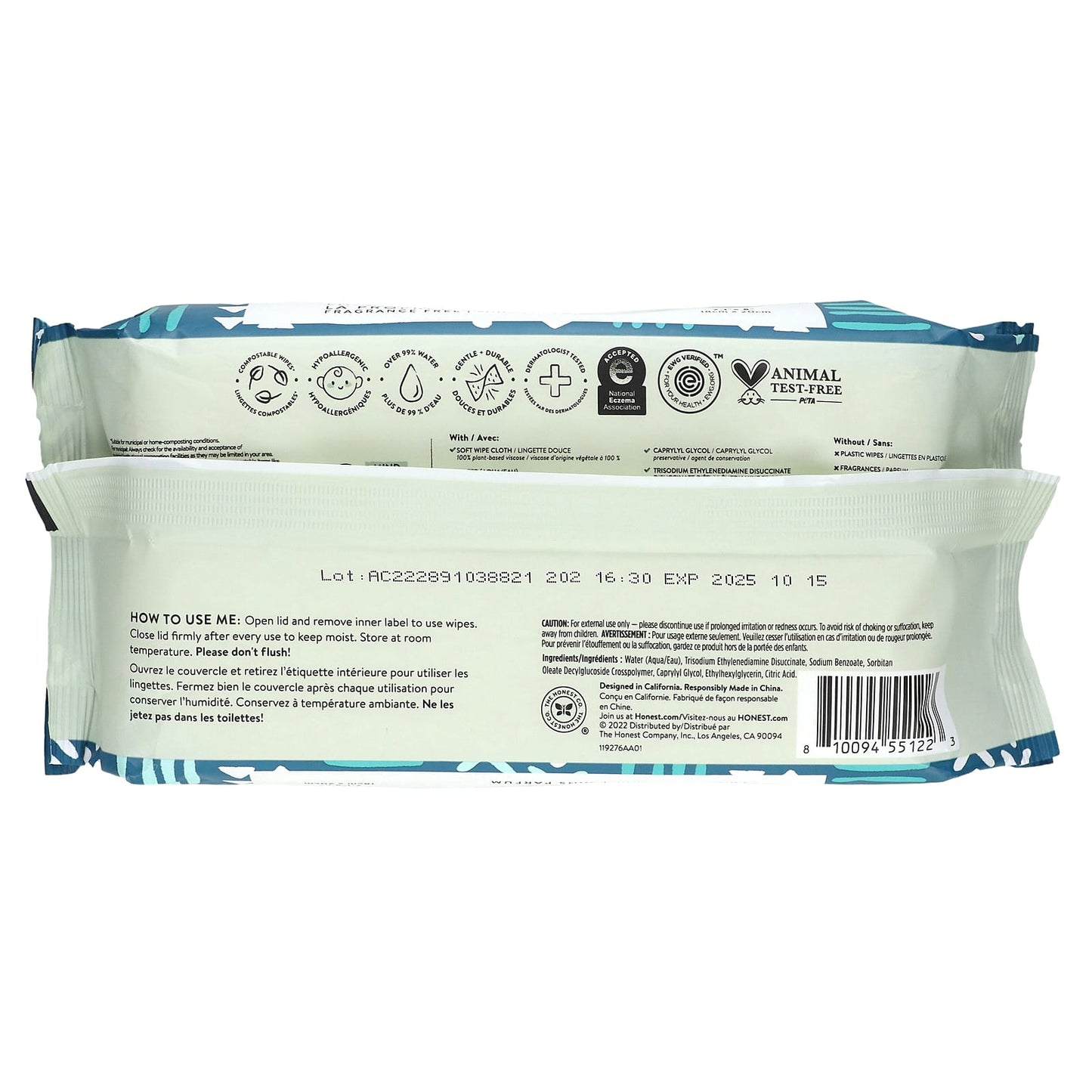 The Honest Company, Sensitive Clean Conscious Wipes, Fragrance Free, 60 Wipes - Image 2