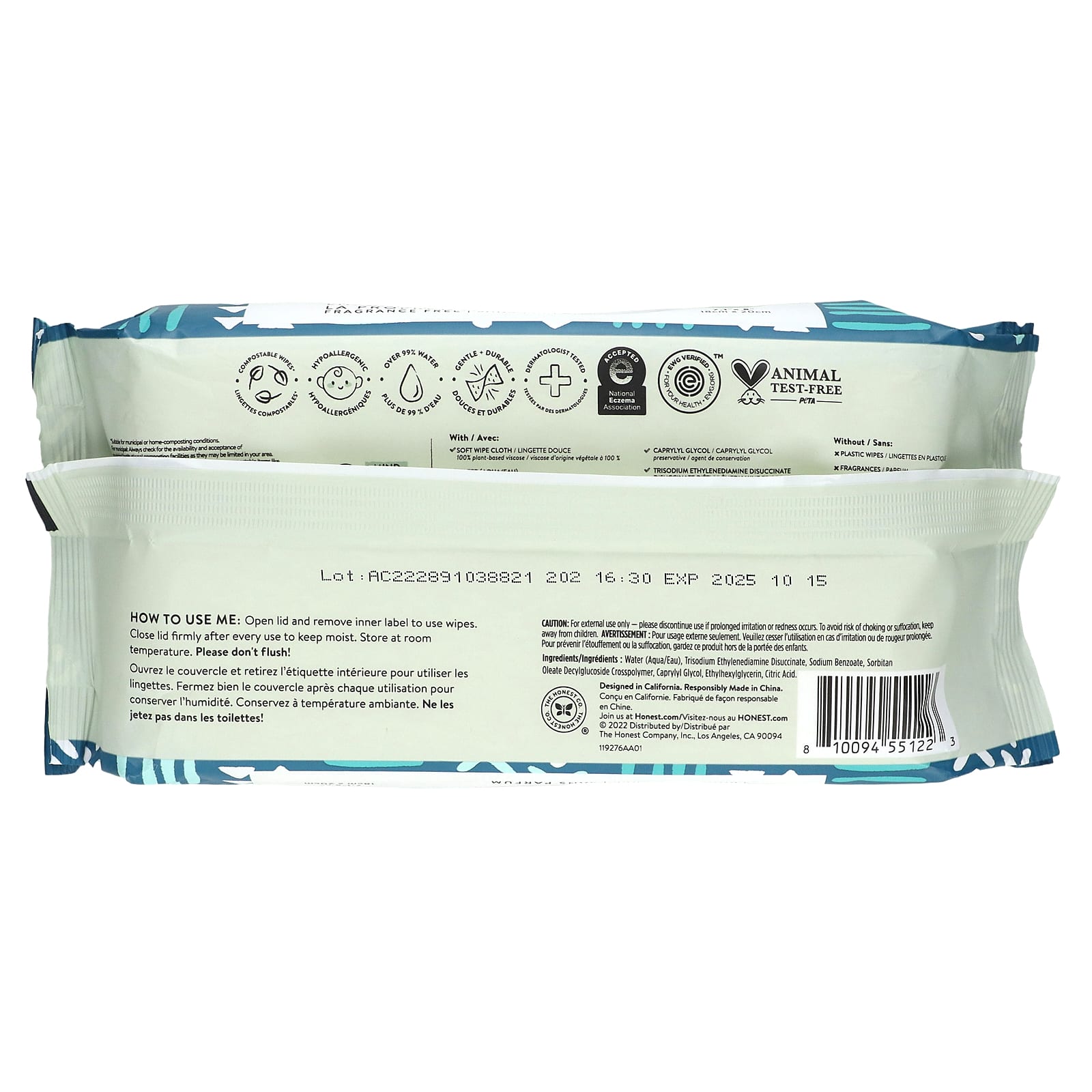 The Honest Company, Sensitive Clean Conscious Wipes, Fragrance Free, 60 Wipes - Image 2
