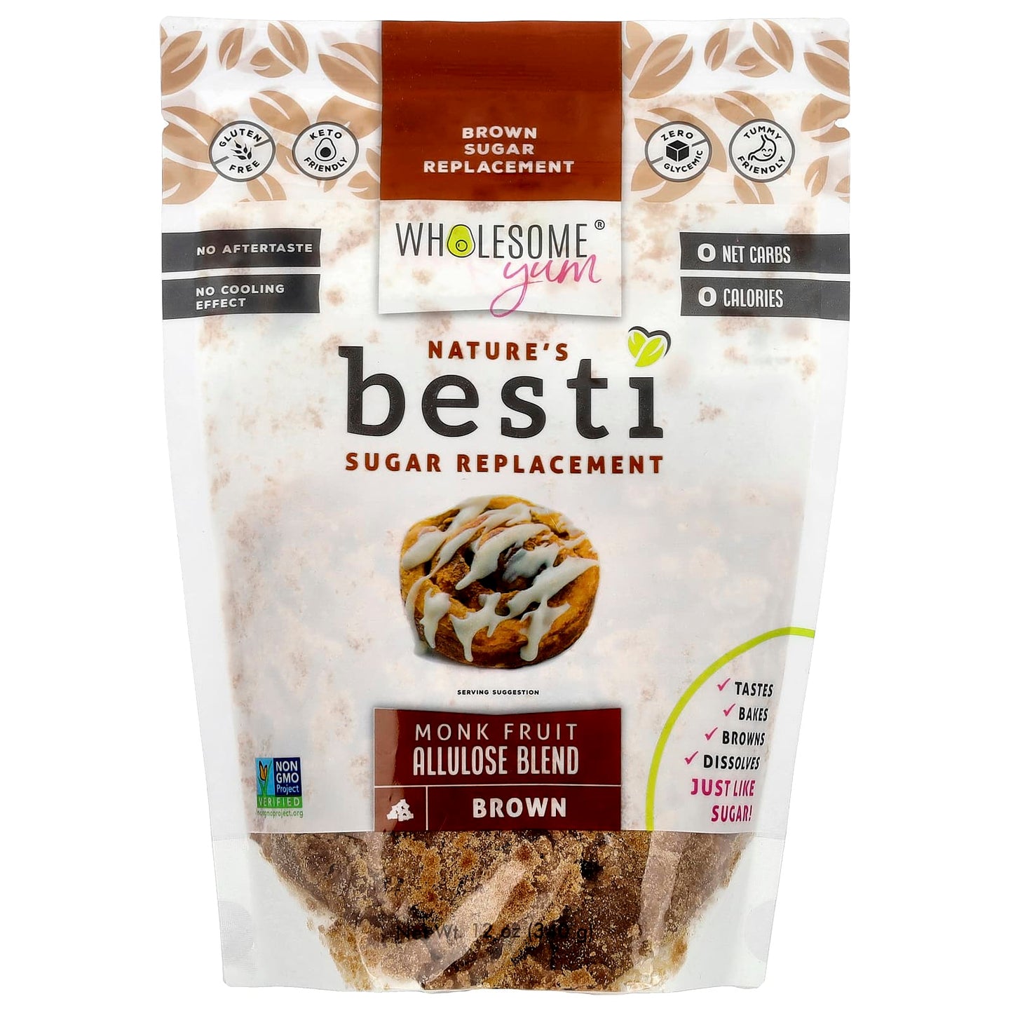 Wholesome Yum, Besti, Brown Sugar Replacement, Monk Fruit Allulose Blend, 12 oz (340 g) - Image 1
