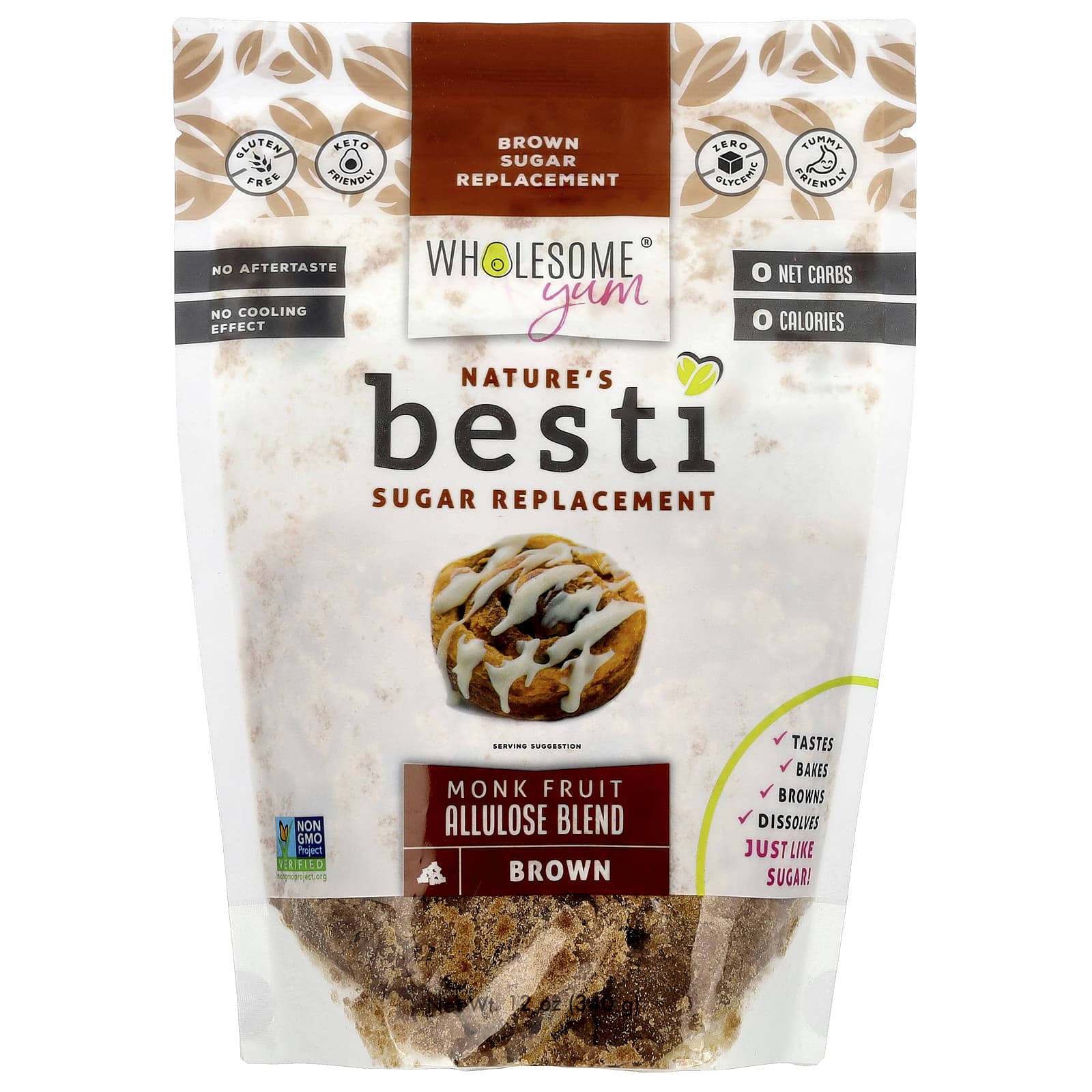 Wholesome Yum, Besti, Brown Sugar Replacement, Monk Fruit Allulose Blend, 12 oz (340 g) - Image 1