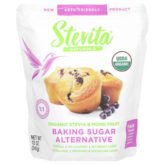 Stevita, Baking Sugar Alternative, Organic Stevia & Monk Fruit, 12 oz (341 g) - Image 1