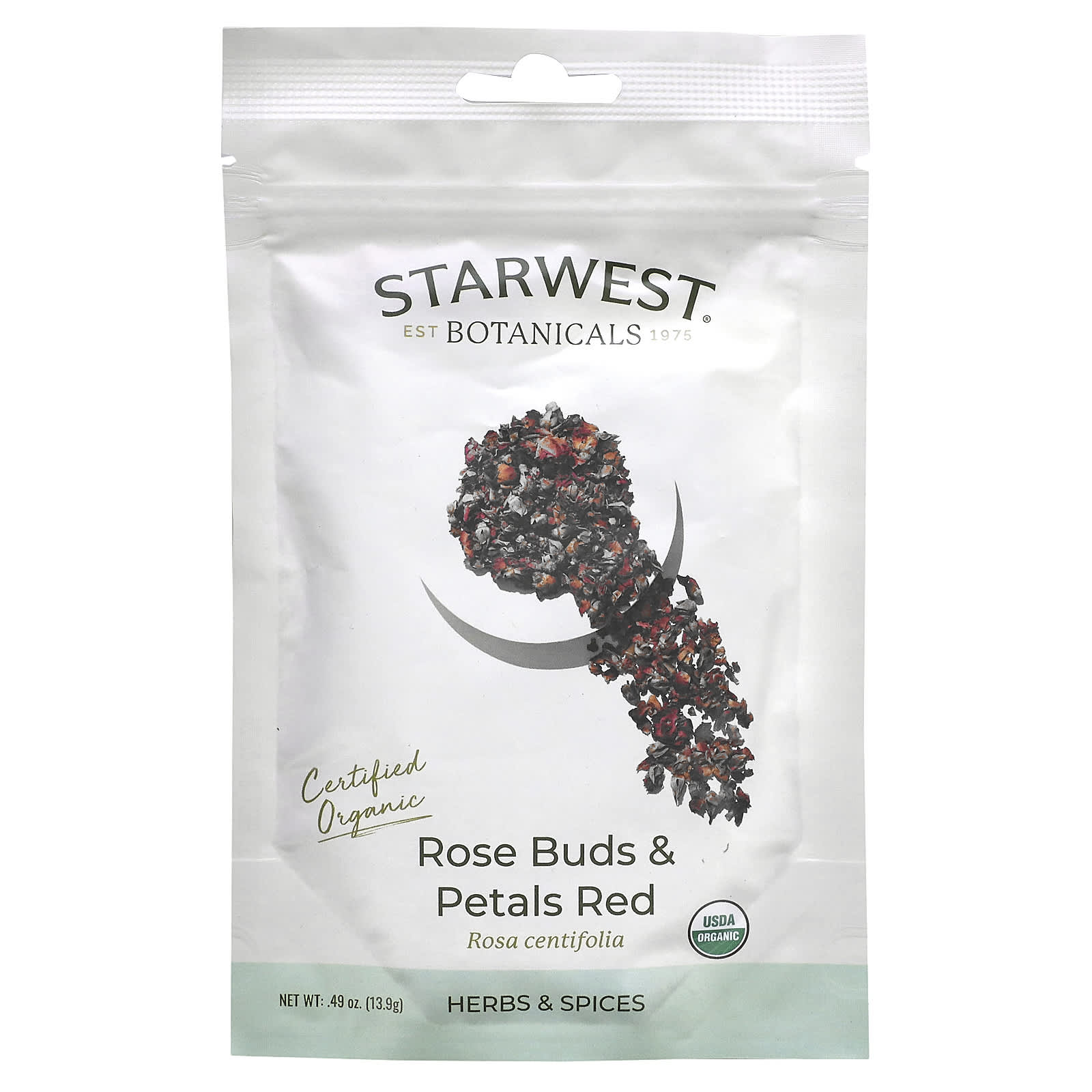 Starwest Botanicals, Organic Rose Buds & Petals Red, 0.49 oz (13.9 g) - Image 1