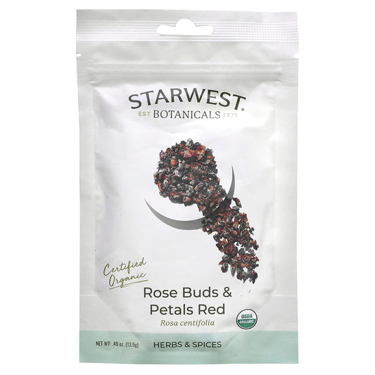Starwest Botanicals, Organic Rose Buds & Petals Red, 0.49 oz (13.9 g) - Image 1