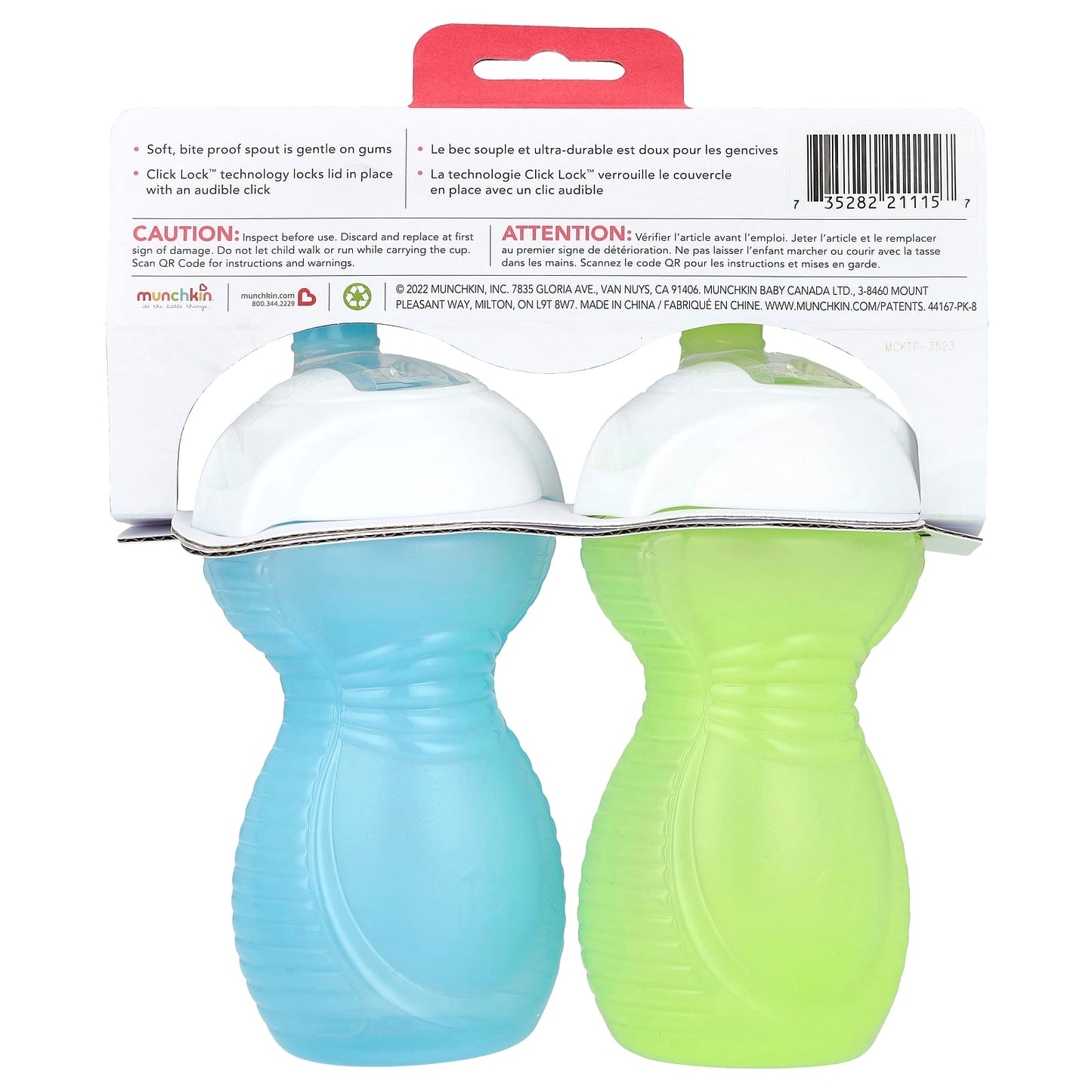 Munchkin, Click Lock™, Bite Proof Sippy Cup, 9 Months+, Light Green & Light Blue, 2 Count, 9 oz (266 ml) Each - Image 2