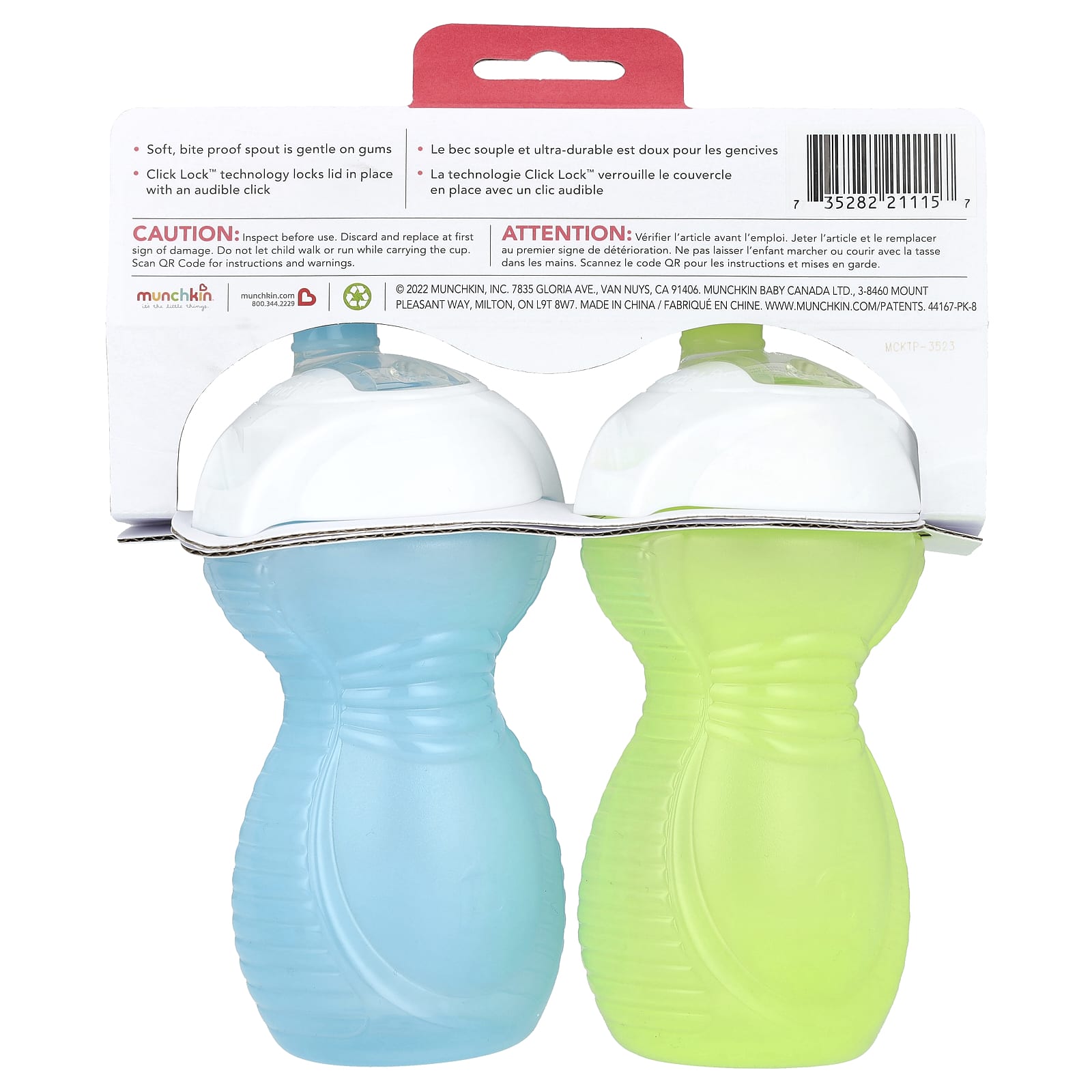 Munchkin, Click Lock™, Bite Proof Sippy Cup, 9 Months+, Light Green & Light Blue, 2 Count, 9 oz (266 ml) Each - Image 2