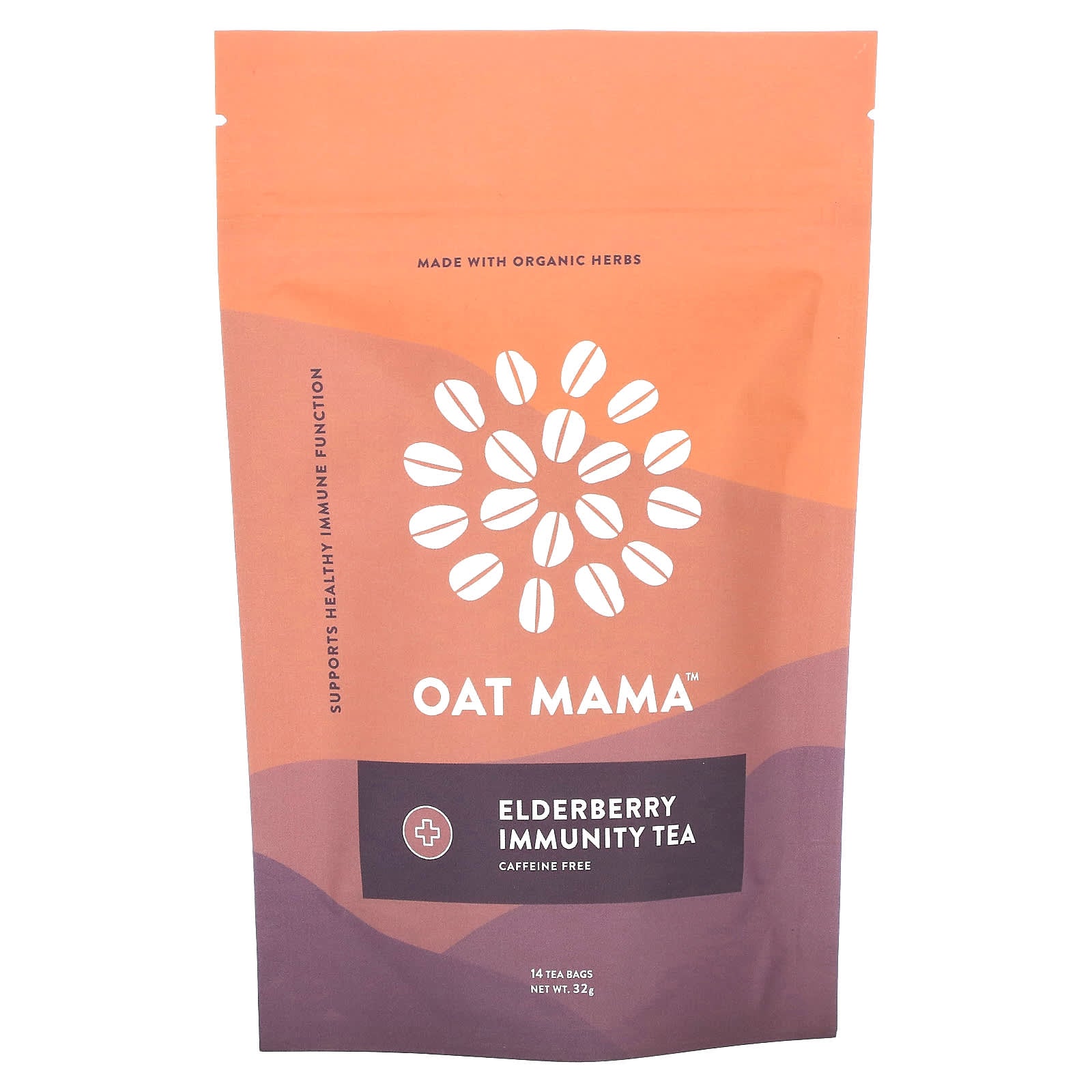 Oat Mama, Elderberry Immunity Tea, Caffeine Free, 14 Tea Bags, 32 g - Image 1
