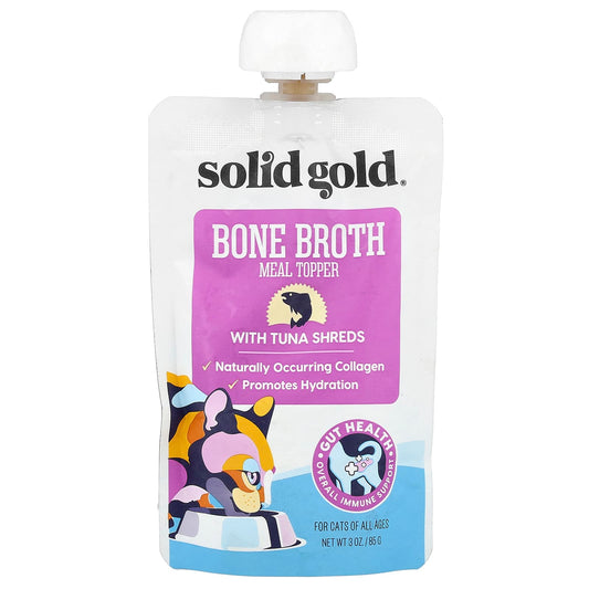 Solid Gold, Bone Broth Meal Topper With Tuna Shreds, For Cats, All Ages, 3 oz (85 g) - Image 1