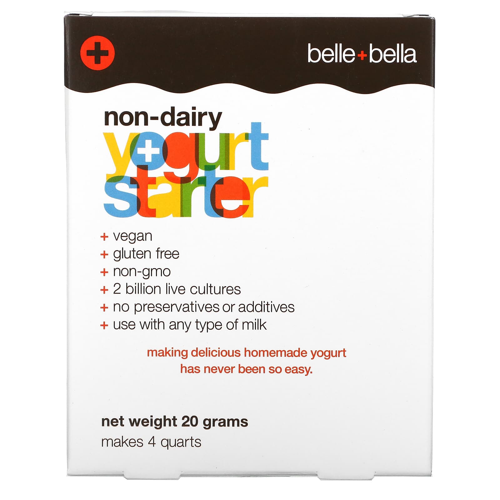 Belle+Bella, Easy Non-Dairy Yogurt Starter, 4 Packets, 5g Each - Image 1