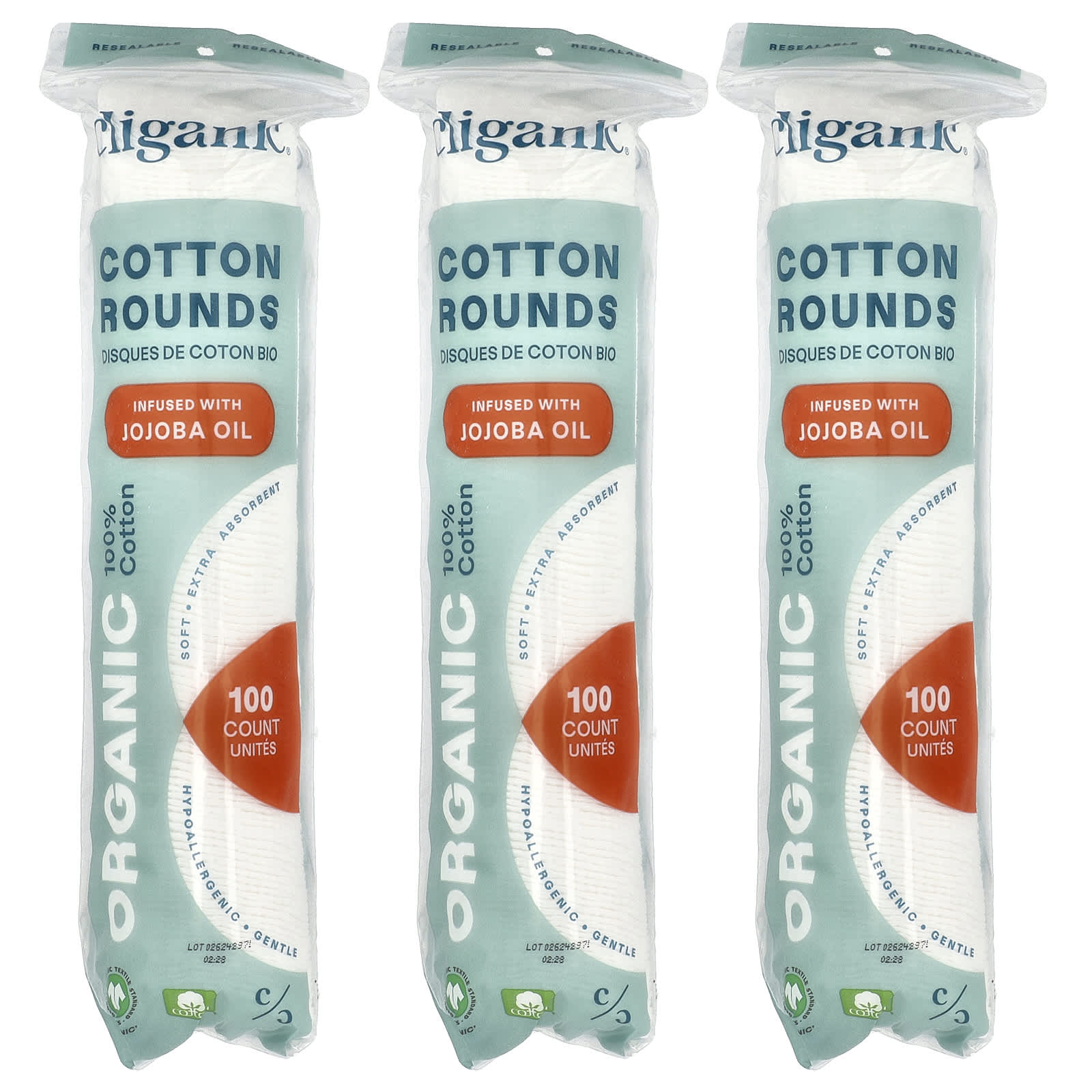 Certified Organic Cotton Makeup Remover Rounds - 300 Count - Image 1