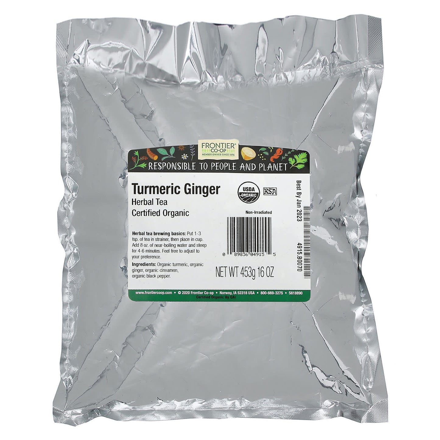 Certified Organic Turmeric Ginger Tea by Frontier Co-op, 16 oz - Image 2