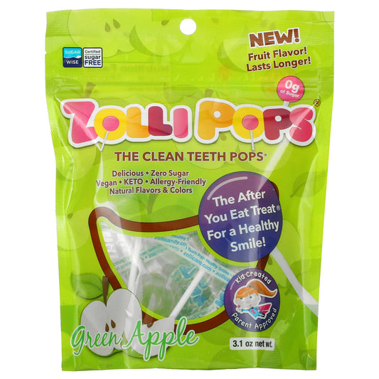 Zollipops, The Clean Teeth Pops, Green Apple, 3.1 oz - Image 1
