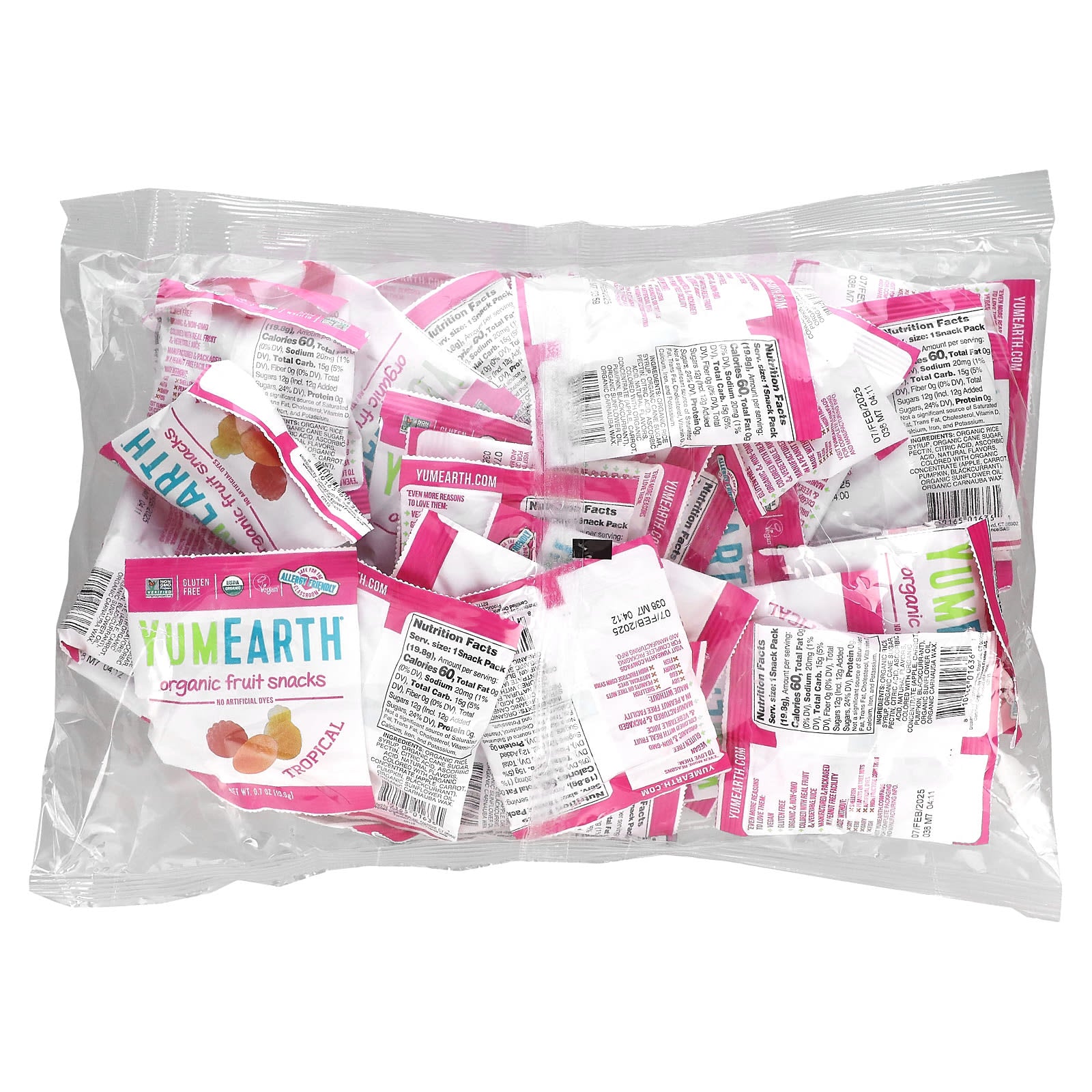 YumEarth, Organic Fruit Snacks, Tropical, 35 Snack Packs, 0.7 oz (19.8 g) Each - Image 2