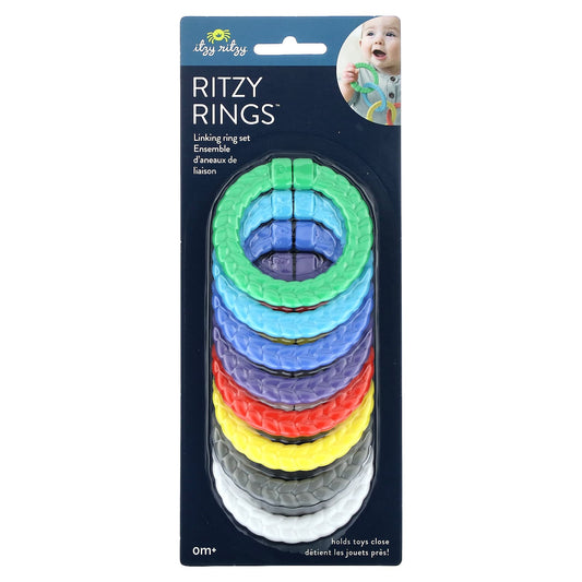 itzy ritzy Baby Rings - Colorful, Attaching, 8 Piece Set - Image 1