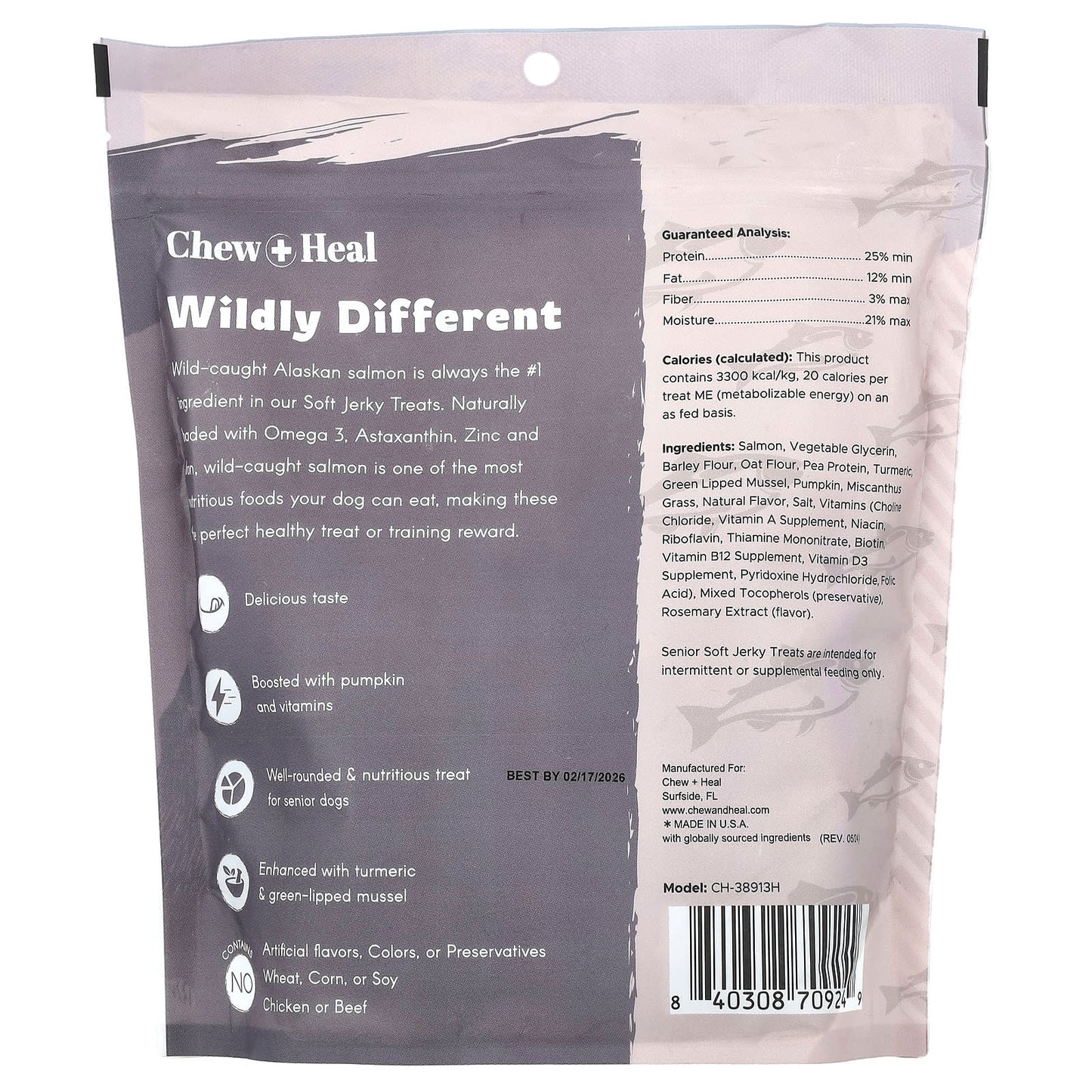 Senior Dog Soft Jerky Treats with Wild-Caught Alaskan Salmon (12 oz) - Image 2