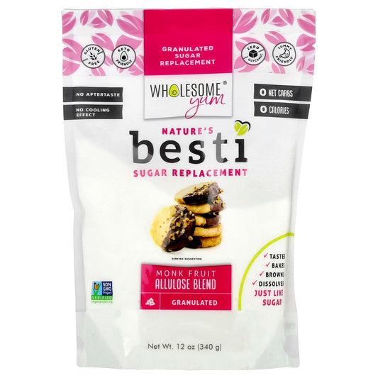 Wholesome Yum, Besti, Granulated Sugar Replacement, Monk Fruit Allulose Blend, 12 oz (340 g) - Image 1