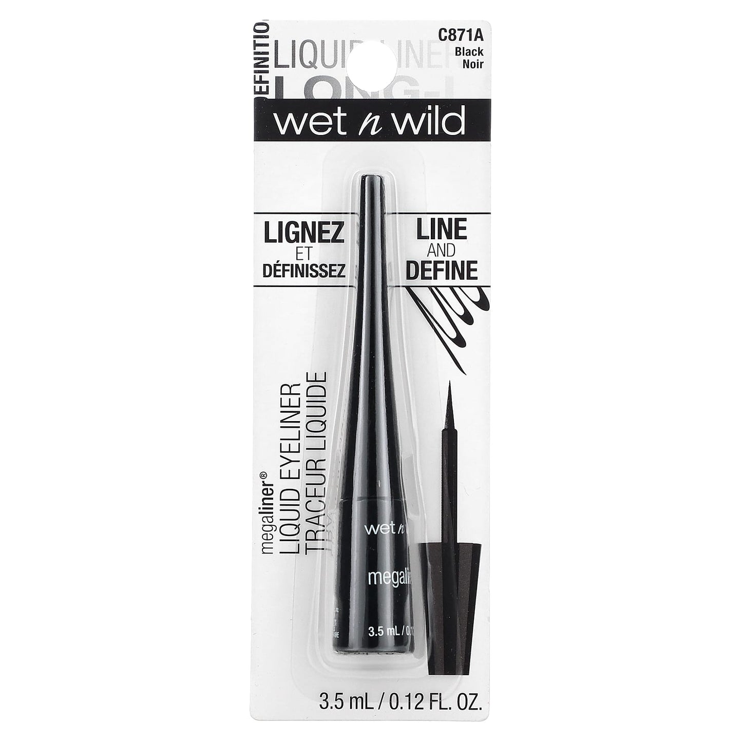 wet n wild, MegaLiner, Liquid Eyeliner, C871A Black, 0.12 fl oz (3.5 ml) - Image 2