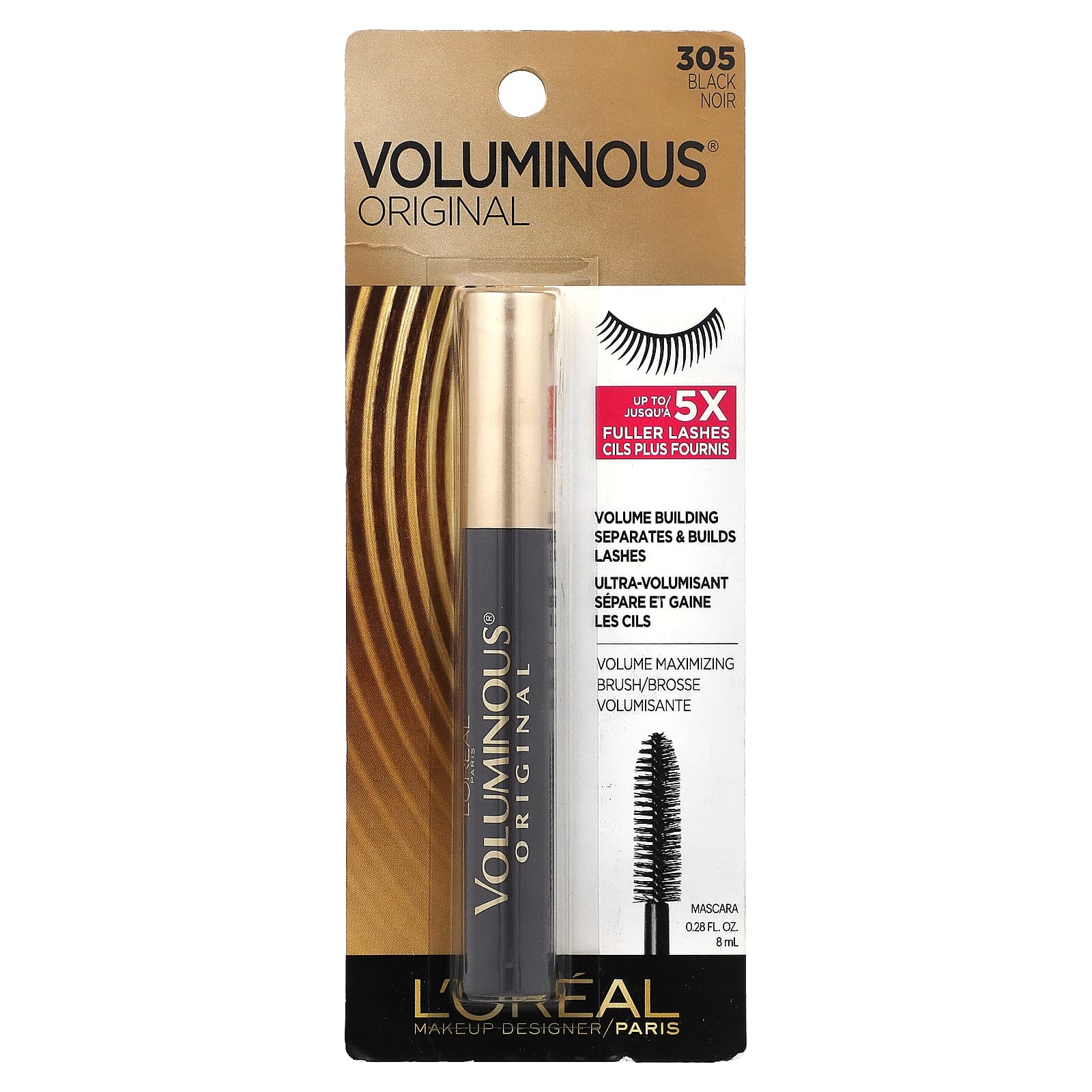 L'Oréal, Voluminous, Original Mascara, 305 Black, 0.28 fl oz (8 ml) - Image 2