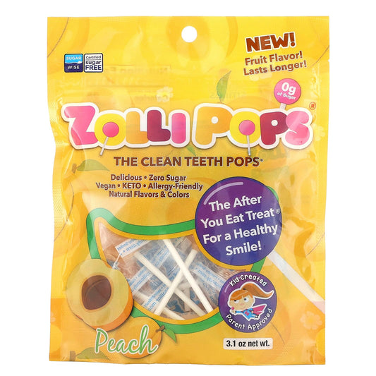 Zollipops, The Clean Teeth Pops, Peach, 3.1 oz - Image 1